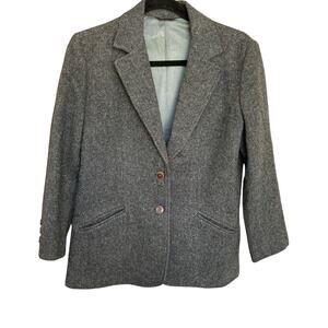 Vintage Hunt Club Women's Blue Multicolored Equestrian Blazer 100% Wool Size 6